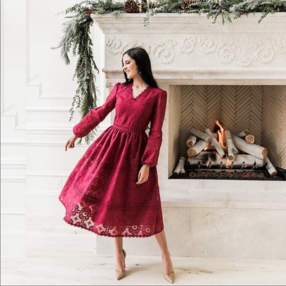 NWT Rachel Parcell Red Organza Imperial Fit And Flare Dress